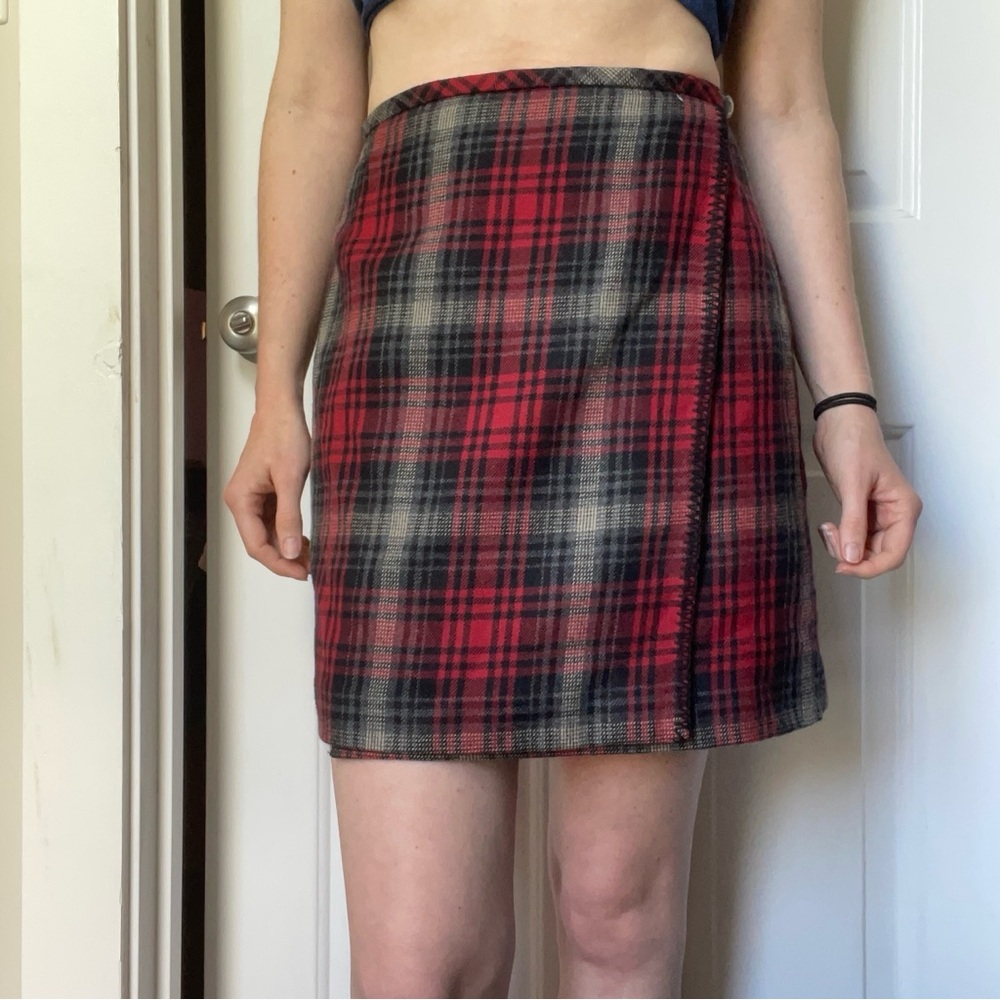 Red Plaid Wrap Skirt